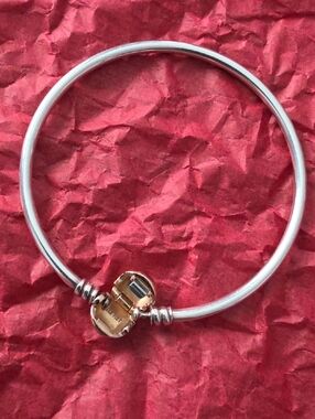 Pandora .925 Silver and Rose Gold Bangle Bracelet